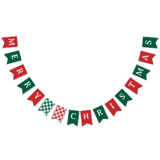 Banderines Traditional Basic Green Red Merry Christmas