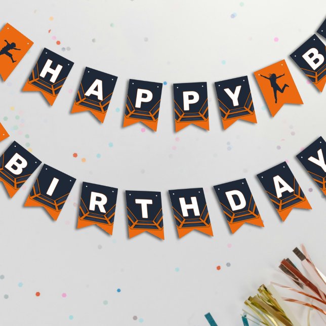 Banderines Trampoline Park Vamos a saltar fiesta de cumpleaño (Trampoline Park Let's Jump Orange Birthday Party Bunting Flags
)