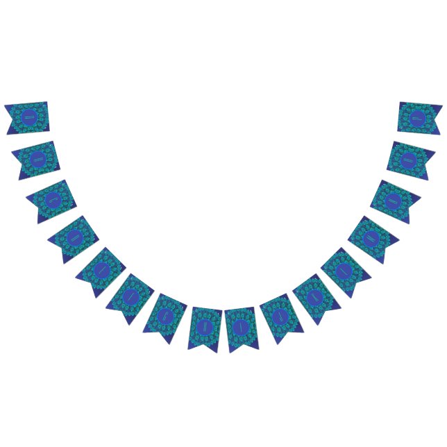 BANDERINES TRENDY FELIZ CUMPLEAÑOS PELO DE PELO AZUL VERDE (Todo)