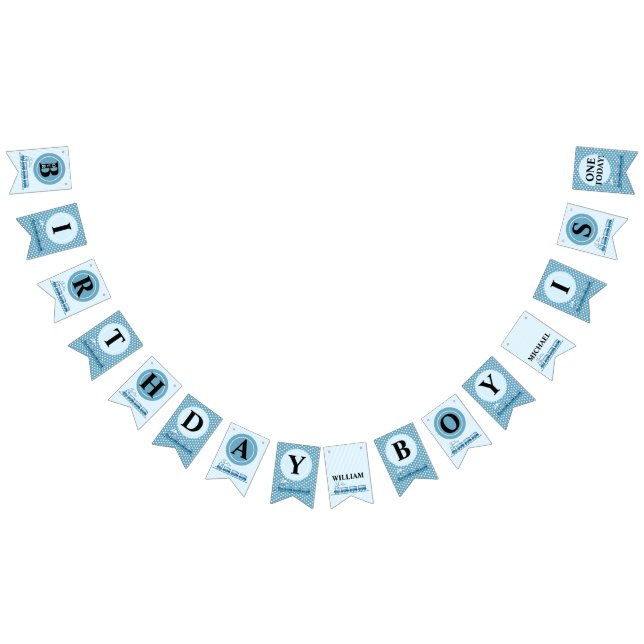 Banderines Trenes Blue Boy First Birthday (Todo)