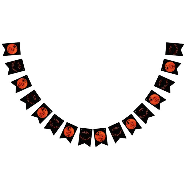Banderines Truco o trato con brujas y murciélagos en la luna  (Todo)