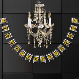 Banderines Tu texto aquí oro, negro y franja blanca