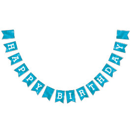 Banderines Turquoise Blue Watercolor Feliz cumpleaños