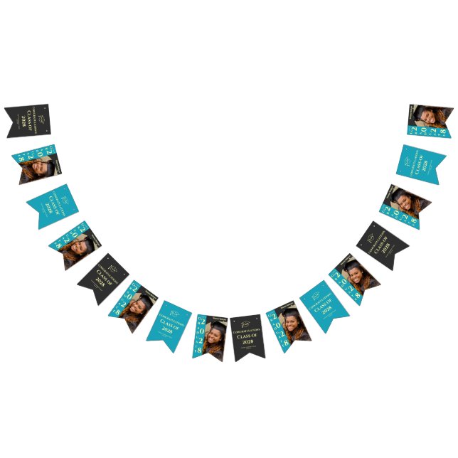 Banderines Turquoise Photo Graduation Party Congratulations (Todo)