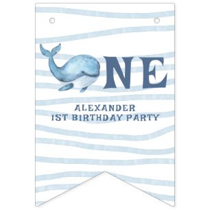 Banderines UN BALLENA Cumpleaños 1º Bajo El Mar
