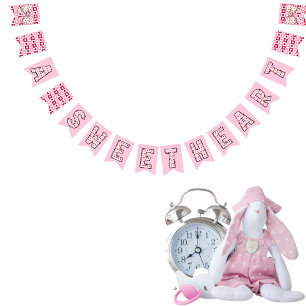 Banderines Un corazón dulce, rosa y rojo