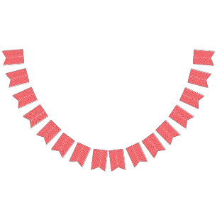 Banderines un fondo rojo y blanco con un patrón de diamante