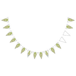 Banderines un papel pintado verde y blanco con diseños orname