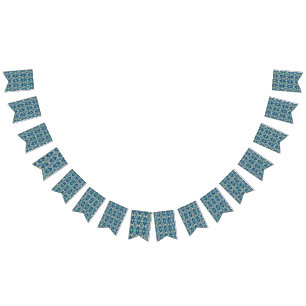 Banderines un patrón azul y verde con fondo blanco