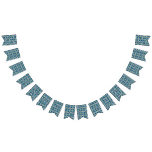 Banderines un patrón azul y verde con fondo blanco