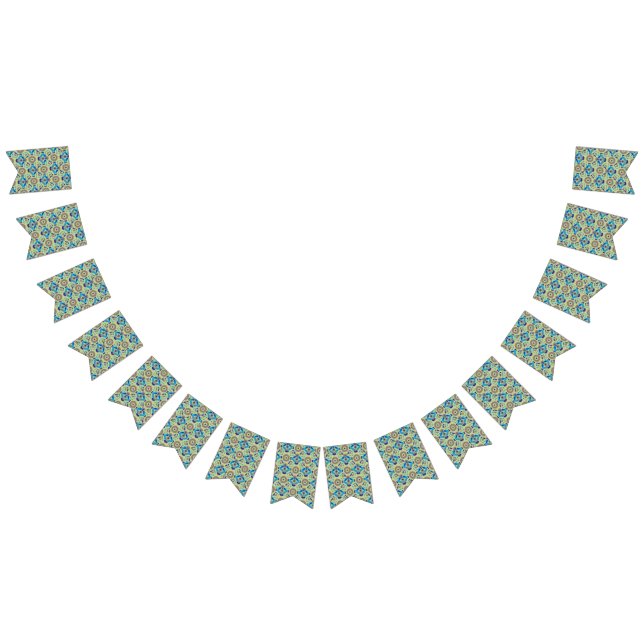 Banderines un patrón azul y verde sobre un fondo verde (Todo)