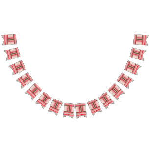 Banderines un patrón de cosido cruzado con fondo rojo
