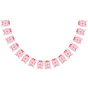 Banderines un patrón rojo y blanco con una flor sobre él