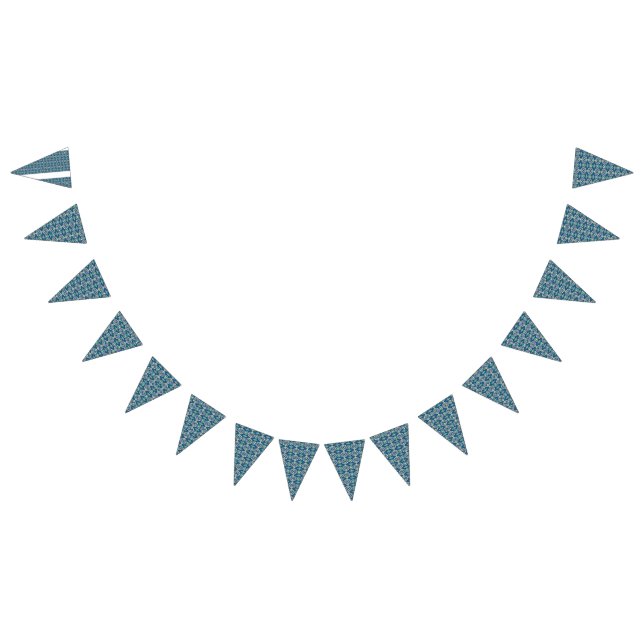 Banderines Un patrón simétrico de motivos azules sobre un tej (Todo)