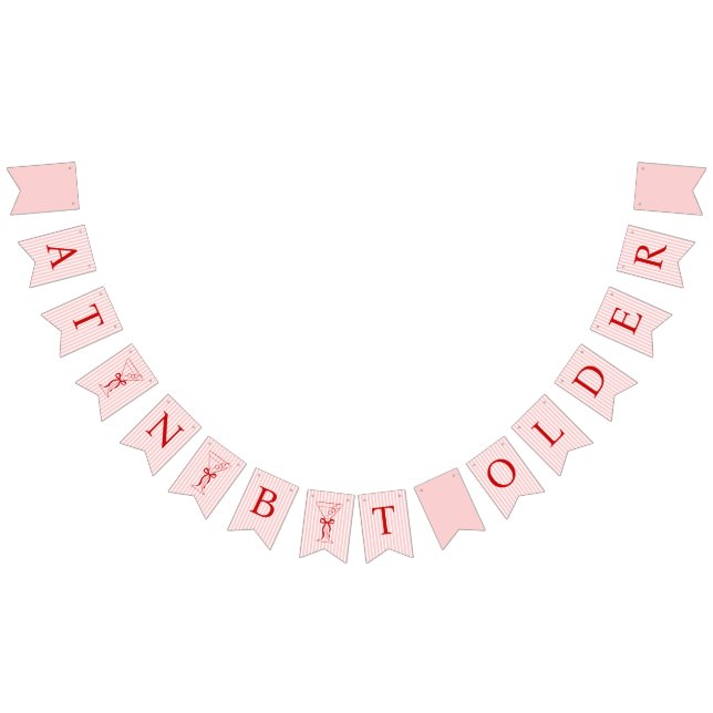 Banderines Un Poco Más Viejo Cumpleaños Lindo Rosa Rojo (Todo)