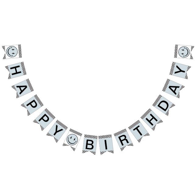 Banderines Un tipo feliz Blue Happy Face Birday (Todo)