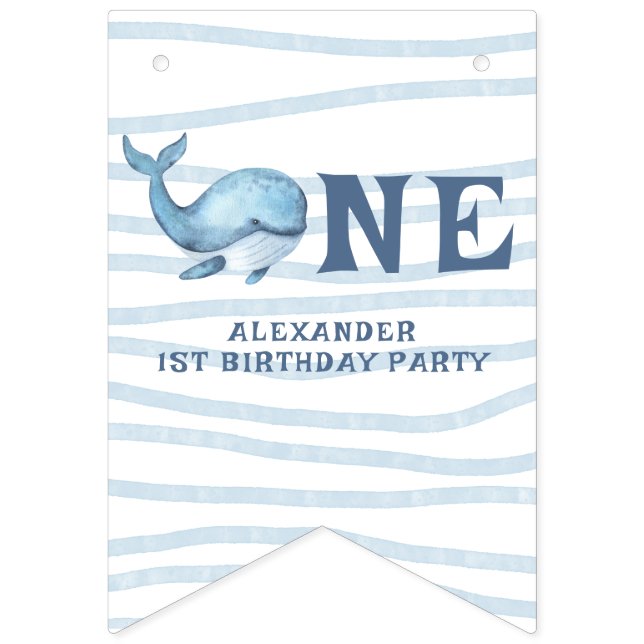 Banderines UNA BALLENA Primer Cumpleaños Debajo Del Mar (Primera bandera)