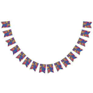 Banderines una flor colorida y un patrón de hojas en una caja