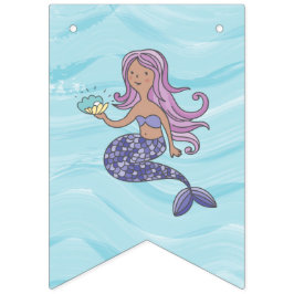 Banderines Una sirena morada de piel de Tan bajo el cumpleaño