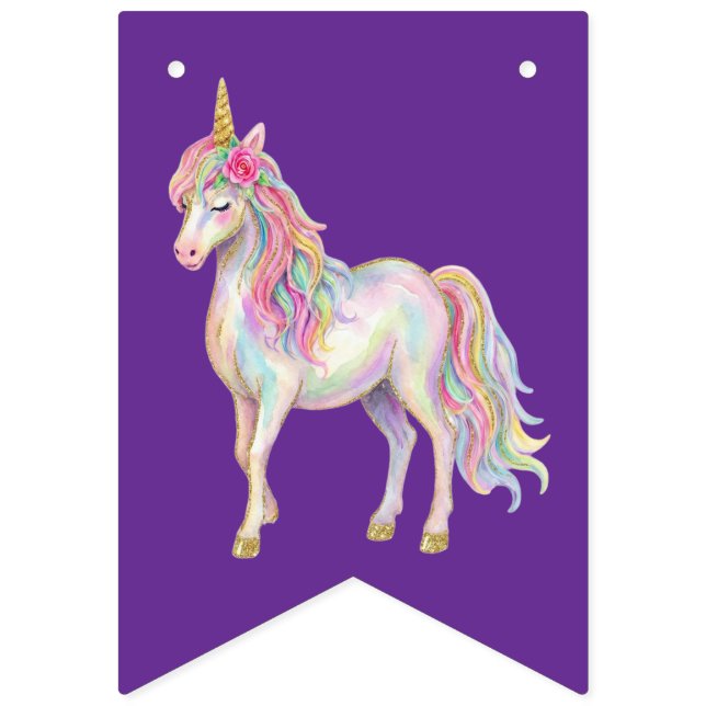 Banderines Unicorn Birthday Party Decorations Happy Birthday (Primera bandera)