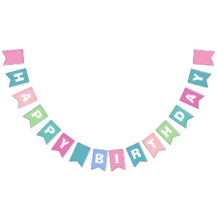 Banderines Unicornio arcoiris mágico   Cumpleaños feliz