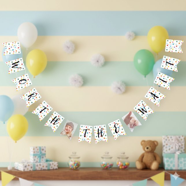 Banderines Uso compartido de fotos en Baby Shower (Adoption baby shower banner)