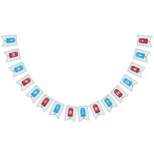 Banderines Verano Rojo, Blanco y Azul Popsicle Feliz Cumpleañ