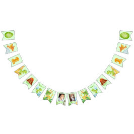 Banderines Verde de dinosaurio personalizado con 2 fotos
