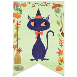 Banderines Verde de gato salvaje de Halloween