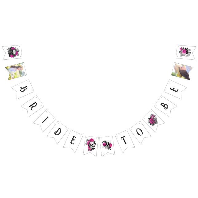 Banderines Vintage gótico rosa esquelético ducha nupcial (Todo)