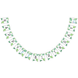 Banderines Watercolor Blue Trex Greenery Kids Tercer cumpleañ