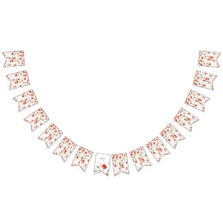 Banderines Watercolor Poppy Rojo Flor silvestre verano