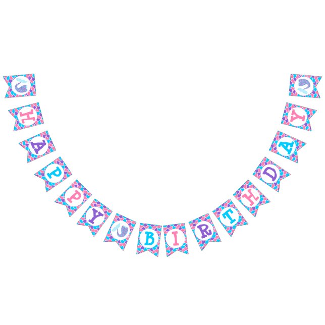 Banderines Whimsical Mermaid Tail Happy Birday (Todo)