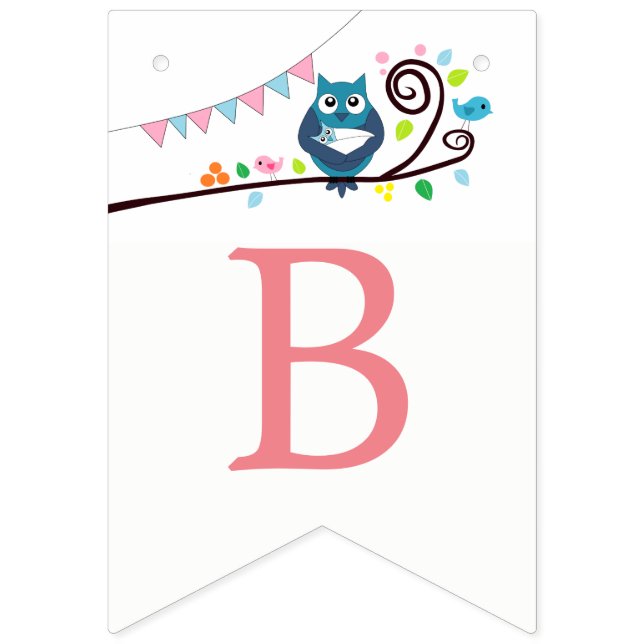 Banderines Whimsical Owl Baby Shower (Tercera bandera)
