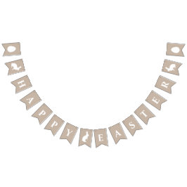 Banderines White Bunnies On Beige With Happy Easter Saying