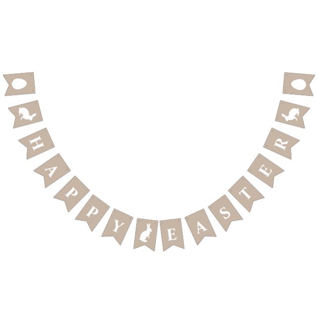 Banderines White Bunnies On Beige With Happy Easter Saying (Todo)