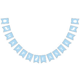 Banderines White Bunnies On Blue With Happy Easter Lettering