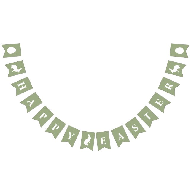 Banderines White Bunnies On Green With Happy Easter Saying (Todo)