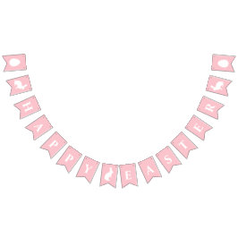 Banderines White Bunnies On Pink With Happy Easter Lettering