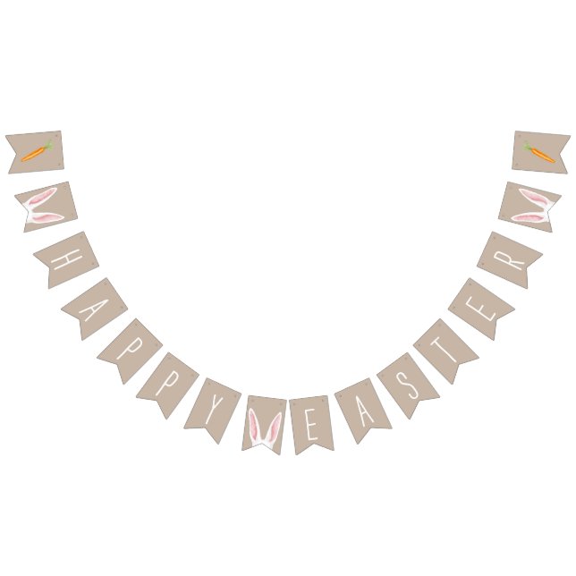 Banderines White Bunny Ears And Carrots Happy Easter Beige (Todo)