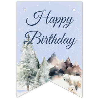 Banderines Winter Forest Birthday Banner