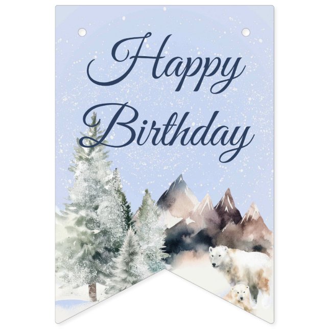 Banderines Winter Forest Birthday Banner (Primera bandera)