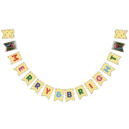 Banderines Yellow Checkerboard Merry & Bright Bunting Banner