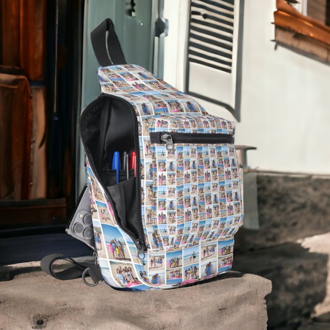 Bandolera 10 Diseño de collage de plantillas de fotos de un  (10 Photo template collage layout one of a kind Sling Bag from Ricaso. Take memories with you)