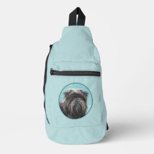 Bandolera Affenpinscher Pintura de arte de perro negro y pla