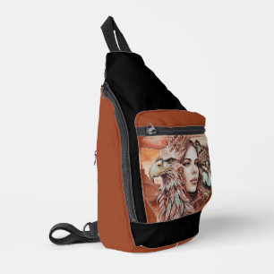 Bandolera Águila - Mujer - Lobo - acuarela arte 1 - Diversió