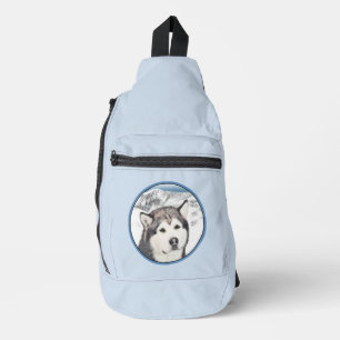 Bandolera Alaskan Malamute Pintura de Mal Mally Sled Dog Art