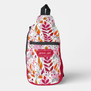 Bandolera Alyssa Mae dibujó follaje rosa y Naranja
