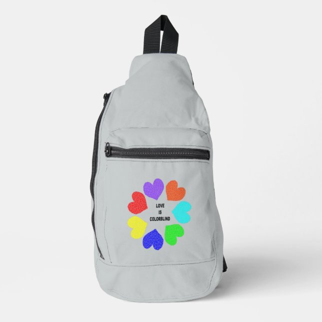 Bandolera Amor interracial Corazón arcoiris (Anverso)