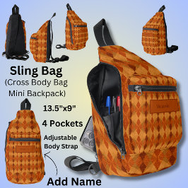 Bandolera Añadir nombre, Naranja Brown Autumn Earth Tones Re